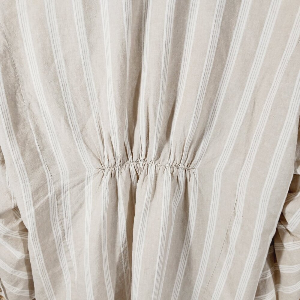 Free People "Fern" Oversized Striped Linen Blend Blazer, Ruched Sleeves SZ Small - Picture 7 of 16